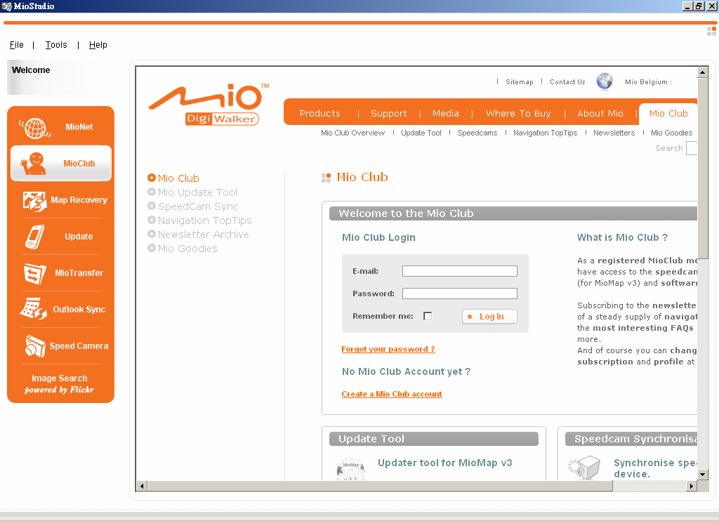 2.4 MioClub POZNÁMKA: Je nezbytné, aby byl váš počítač připojen na Internet.