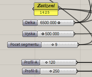 SKRIPT Skript vytvořený pro modelování konstrukce je znázorněn na obrázku vpravo. Vlevo vidíme grafické znázornění konstrukce, vykreslené programem Rhino.