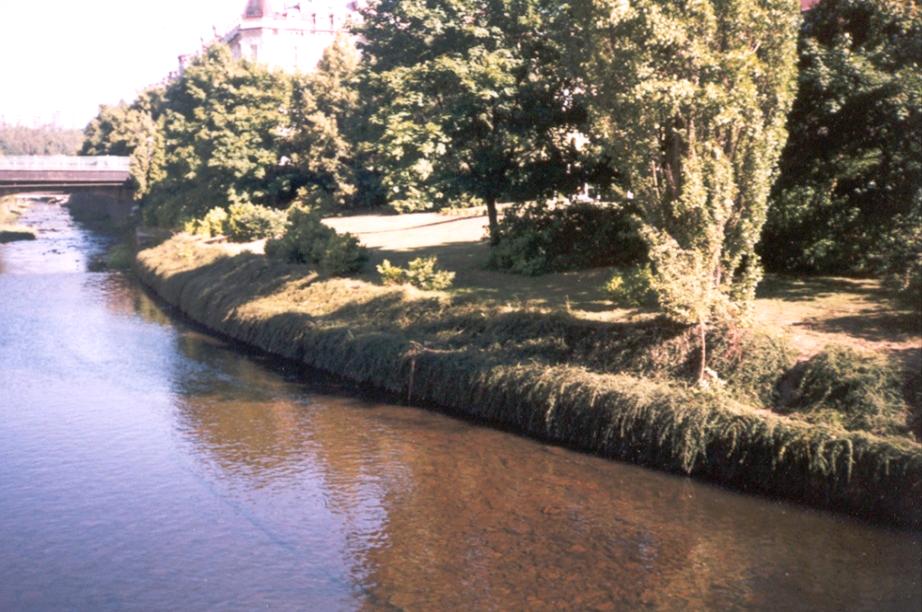 Opěrné zdi cloněné vhodnými břehovými porosty Retaining walls shaded by suitable riparian stands Bank stabilization with a suitable inclusion in the terrain in a