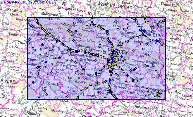Obrázek 21 Mapa nehodovosti v SO ORP Hořice Zdroj dat: http://www.jdvm.