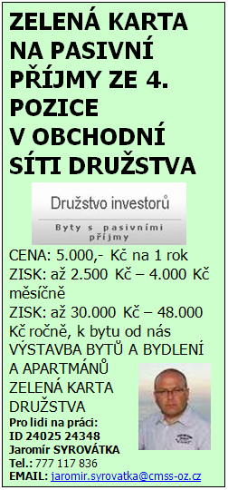 vložka 8089 RD6/MSPH Sídlo: Náměstí přátelství 1518/4, 102 00 Praha 10 Hostivař číslo ID Kontakt na finanční Poradkyni, mobilní telefon: investora jméno / zástupce společnosti příjmení / obchodní