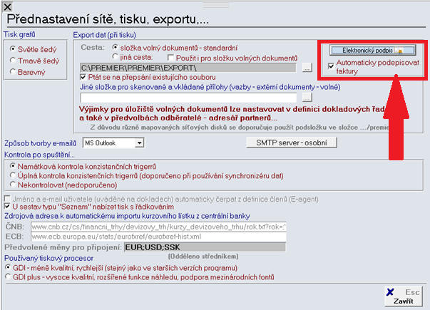 Elektronický podpis Možnost přímo elektronicky podepisovat veškeré exporty do PDF ze systému PREMIER.