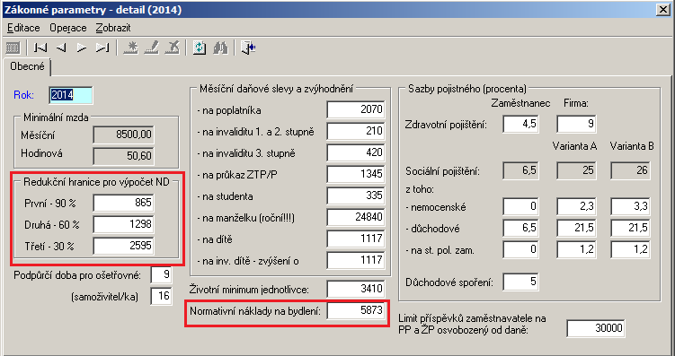 Ekonomický systém Entry - výběr z novinek verze 1/2014 strana 7 Modul Mzdy Parametry Do číselníku byly přidány nové zákonné parametry pro rok 2014.