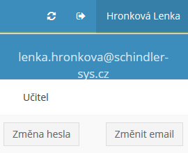 2.2 Základní menu aplikace Po přihlášení do aplikace se Vám ukáže obrazovka s hlavním menu aplikace. V pravé horní části se nachází možnost odhlášení z aplikace a možnost opětovného načtení dat.