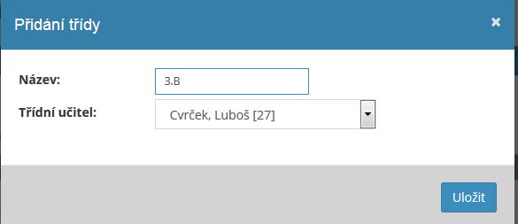 2. Vložit informace o učitelích na škole (jméno, příjmení, titul, e-mail ) v sekci Učitelé 3. Vložit názvy jednotlivých tříd a jejich třídních učitelů v sekci Třídy 4.