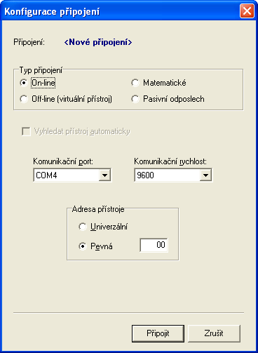 Práce s připojeními 11 4) Stiskněte tlačítko Připojit. Pokud připojení přístroje proběhne úspěšně, objeví se dialogové okno Název připojení - pokračujte viz Zadání názvu připojení.