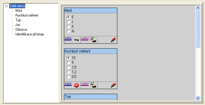 Nastavení přístroje 29 tlačítka (Zjednodušené menu) v nástrojové liště okna Nastavení přístroje položky Zobrazení / Zjednodušené menu v hlavní nabidce okna Nastavení přístroje.