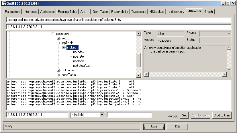 Doporučené SW pro testování SNMP GetIf Getif je utilita pro práci s SNMP proměnnými, umoţňuje jejich procházení v SNMP stromu, čtení hodnot, nastavování hodnot, zobrazení popisků podle přiloţené MIB.