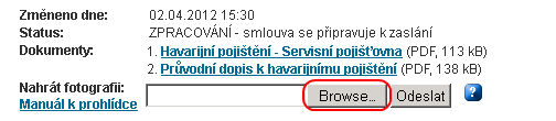 o Po přihlášení do složky se zobrazí seznam všech Vašich nabídek pojištění. Vyhledejte objednané pojištění s názvem Havarijní pojištění/servisní a klikněte na Detail.