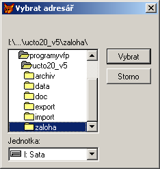 Při volbě Obnova stanovte adresář, ve kterém je umístěn zálohový soubor ZALUCT.ID. Data budou obnovena.