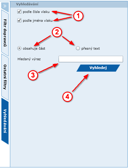 2.6 Vyhledávání Poslední záložkou v nabídce na pravé straně přehledové mapy je Vyhledávání (viz obr. č. 10 a 11). Obr. č. 10 Vyhledávání Z voleb č.