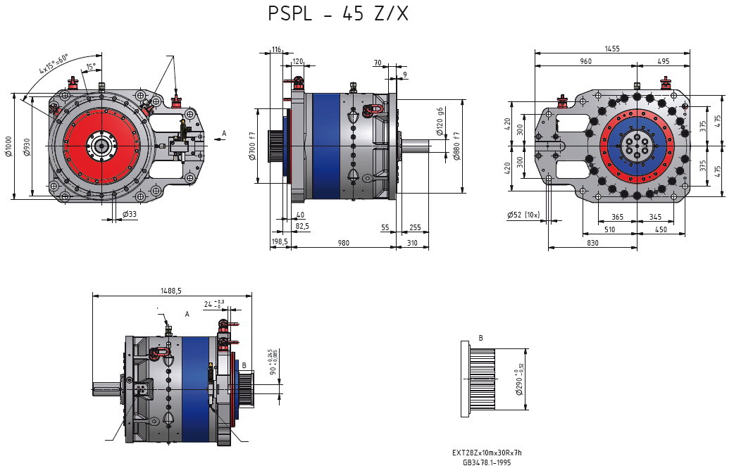 centrování závěsné (manipulační) body odvzdušňovací filtr strana motoru strana rámu stroje vstup výstup vnější ozubení odvzdušňovací filtr