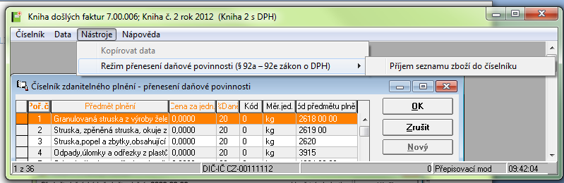 HELIOS Fenix, subsystém eknmických infrmací Evidence DPH 29/34 v řádku faktury zadat částku bez DPH zadat kód DPH pr plný nárk na dpčet a základní sazbu např.