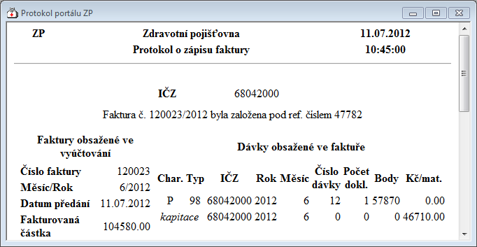 Pokud se dávku podaří odeslat, zobrazí se informace o úspěšném odeslání. Pokračujte tlačítkem [OK].