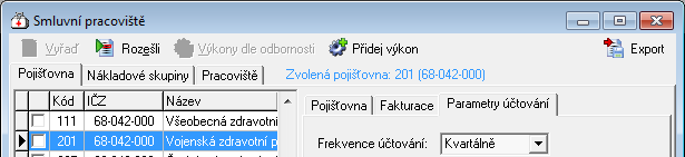 Pro všechny ostatní odbornosti zůstane Kapitace možno zvolit: nezatržená. Typ faktury bude záležet na vaší smlouvě s VZP.