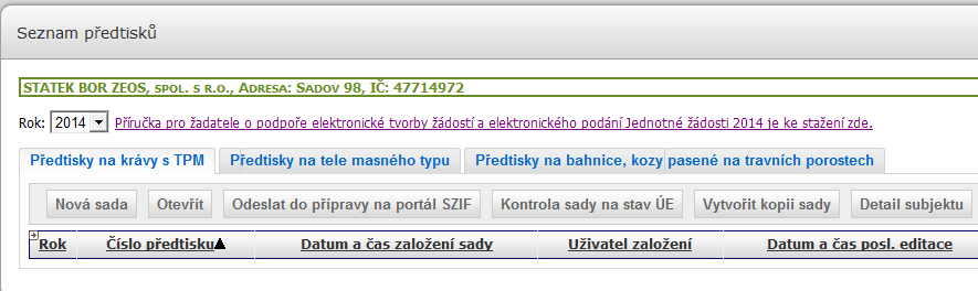 Tím se žadatel přesune do aplikace pro přípravu deklarace dojnic, masných telat a bahnic/koz.