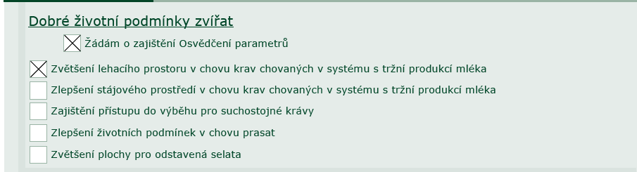 Žadatel: 1. vybere příslušné hospodářství (CZ); 2. zadá počet zvířat dle jednotlivých deklarací (viz písm. b); 3.