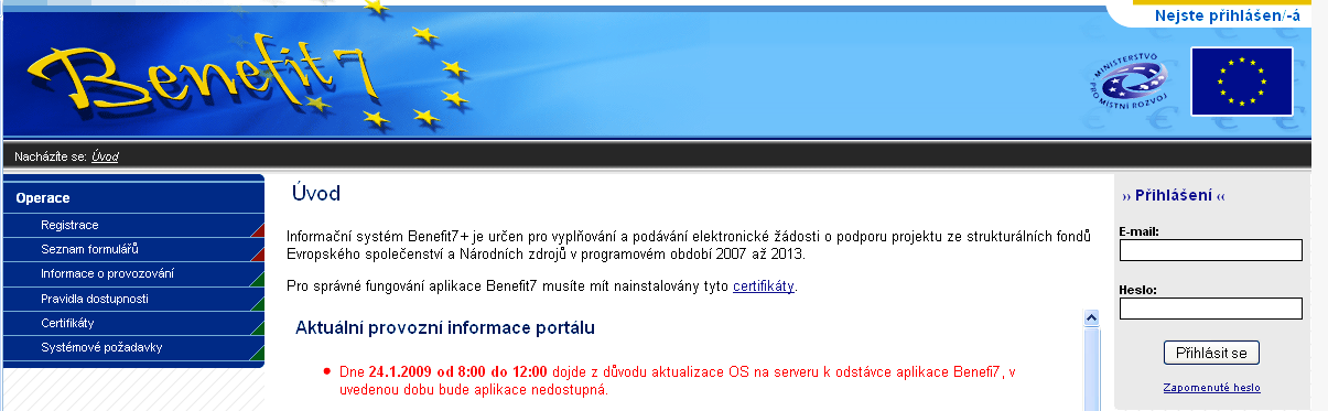 Systémové poţadavky v tomto okně jsou uvedeny parametry hardwarového a softwarového vybavení, se kterým je moţné aplikaci bez problémů pouţívat.