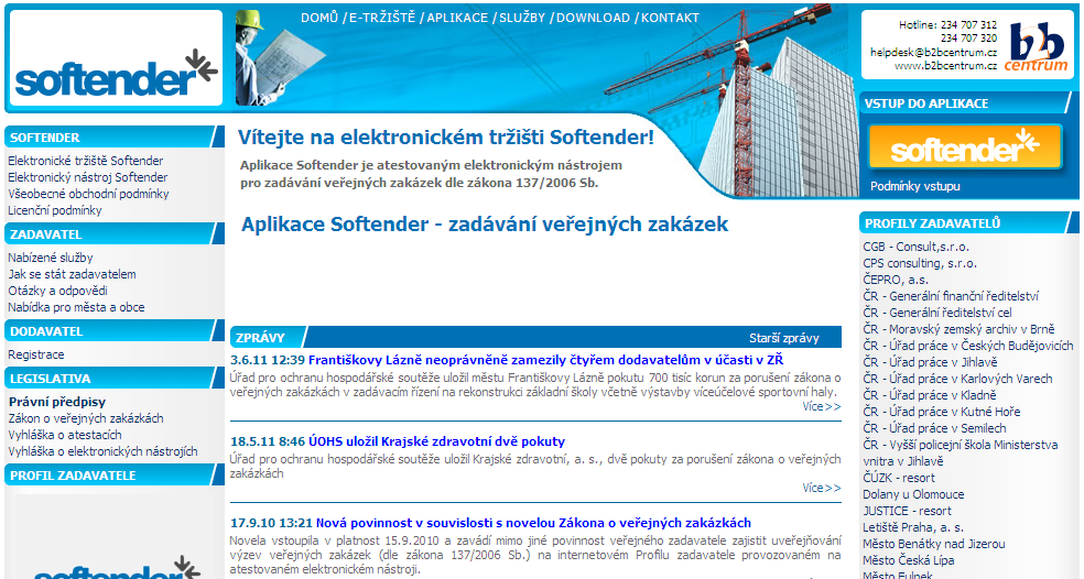 Začínáme Registrace Aplikaci Softender naleznete na adrese https://www.softender.cz.