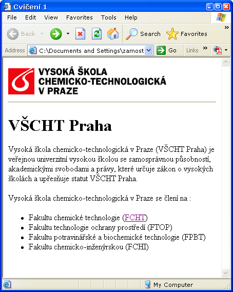 Cvičení http://www.vscht.cz/kot/cz/ip/cviceni1.