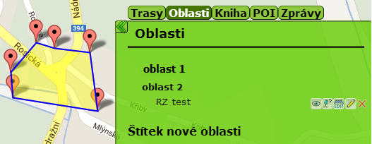 c) pole s informacemi o vozidle Oblast s dalšími funkcemi souvisejícími s provozem a jízdami vozidla.