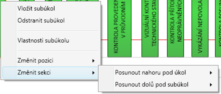 Změnit sekci úkolu/subúkolu v rámci diagramu lze následovně: - Lze přesouvat v rámci jednotlivých sekci 1 až 4 a to vždy po jedné sekci, tj.