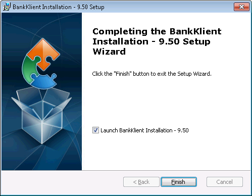 Klikněte na tlačítko Install. Vlastní instalace může trvat několik minut. Nechte zaškrtnuté Launch BankKlient Installation 9.50.