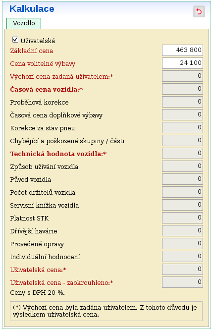 POZOR: Výsledkem již nebude obvyklá cena, které by bylo možné dosáhnout při prodeji stejných či obdobných vozidel v daném