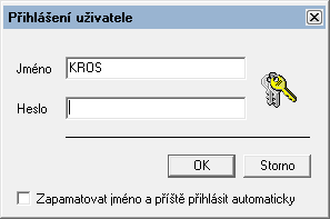 1.2. SPUŠTĚNÍ PROGRAMU Program KROS plus spustíte pomocí ikony, kterou po instalaci naleznete na pracovní ploše počítače. Zobrazí se okno pro Přihlášení uživatele s přednastaveným uživatelem KROS.