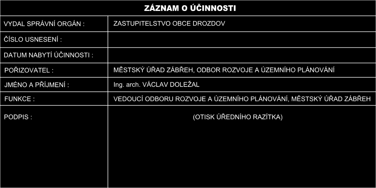 KA * KA projektový ateliér, Tuřice 32, 294 74 Předměřice n. Jizerou DROZDOV ÚZ