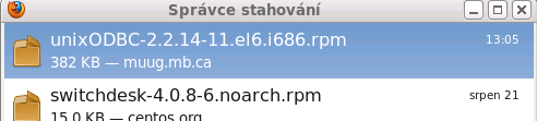 9. Ruční stažení balíčků stáhněte balíček ze stránek http://rpm.pbone.net/index.php3/stat/4/idpl/16619783/dir/centos_6/com/unixodbc-2.2.14-11.el6.i686.rpm.html 9.1. Spusťte webový prohlížeč Firefox a zadejte následující adresu.