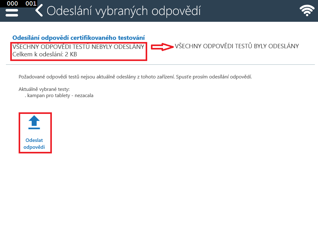 Ikona Popis Pomocí ikony Odeslat odpovědi je možné odeslat neodeslané odpovědi na server systému InspIS SETmobile.