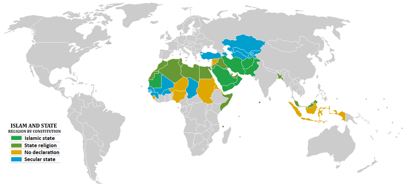 Islámské státy Státy, v nichž převažuje obyvatelstvo s muslimskou vírou, v nichž je islám státním náboženstvím v nichž má islám hlavní vliv v politické rovině.