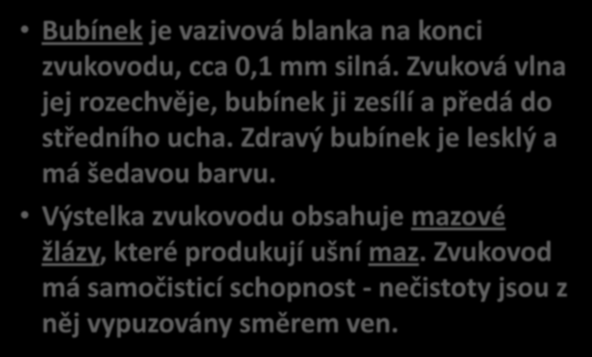 Bubínek je vazivová blanka na konci zvukovodu, cca 0,1 mm silná. Zvuková vlna jej rozechvěje, bubínek ji zesílí a předá do středního ucha.