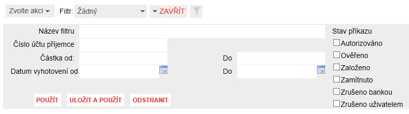 sloupce zobrazí indikátor řazení červený trojúhelník, jehož vrchol je orientován ve směru aktuálního řazení.