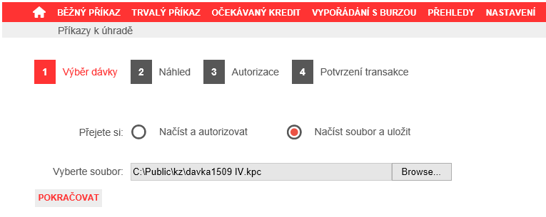 Obrázek 127-1. krok průvodce dávkový příjem, autorizace V posledním kroku průvodce Vám bude potvrzena úspěšnost provedené operace. Obrázek 128-1. krok průvodce dávkový příjem, potvrzení 4.10.