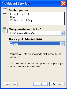 Tisk v systému Windows Rozšířený výběr papíru Po zvolení této možnosti se zobrazí obrazovka Rozšířený výběr papíru.