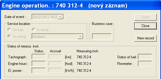 EVAL údržba evidence záznamů o opravách a revizích lokomotiv (strojů, zařízení, technických