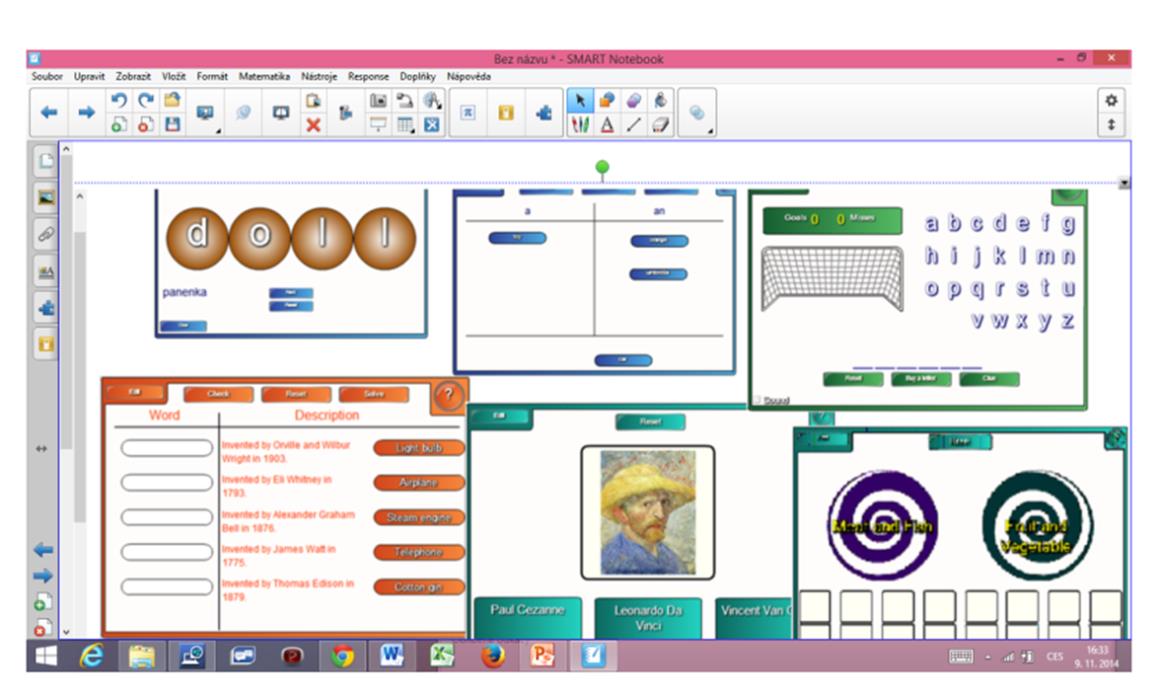 *Jedná se o nástroje, aktivity a hry, které lze snadnou editací přizpůsobit jakémukoli výukovému předmětu.