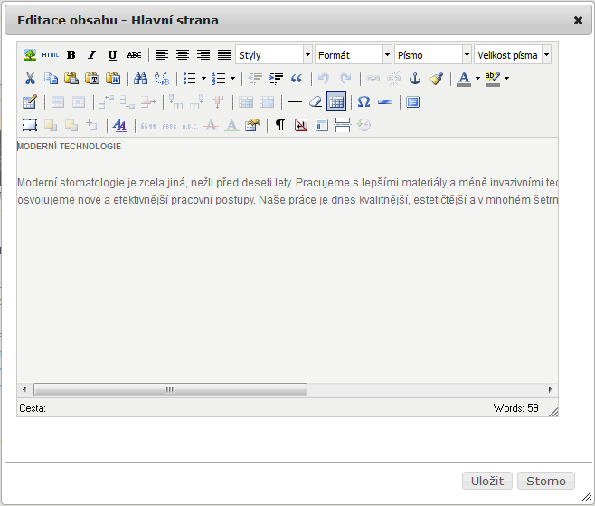Obr. 2.2 dialogové okno editace textové oblasti 2.3.1. Vložení obrázku do editovaného textu Do editovaného textu je možné vložit vlastní obrázek. To se provede kliknutím na ikonu se znakem stromu.