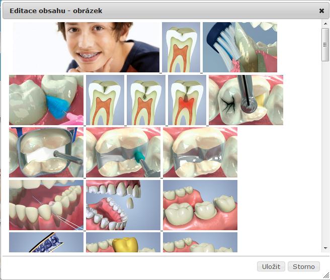 Obr. 2.5 dialogové okno výběru obrázku z fotogalerie 2.5.Editace ordinační doby Na stránce o nás je v pravém sloupci oblast pro zobrazení ordinační doby zubaře.