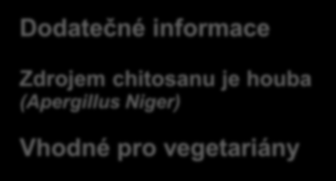 TIENS CHITOSAN PLUS Hlavní přínosy V zažívacím traktu na sebe váže tuk Zabraňuje absopci tuků Podporuje dobrý stav trávícího systému tím, že v žaludku působí jako vláknina Složení: Ve 2 kapslích Ve 4