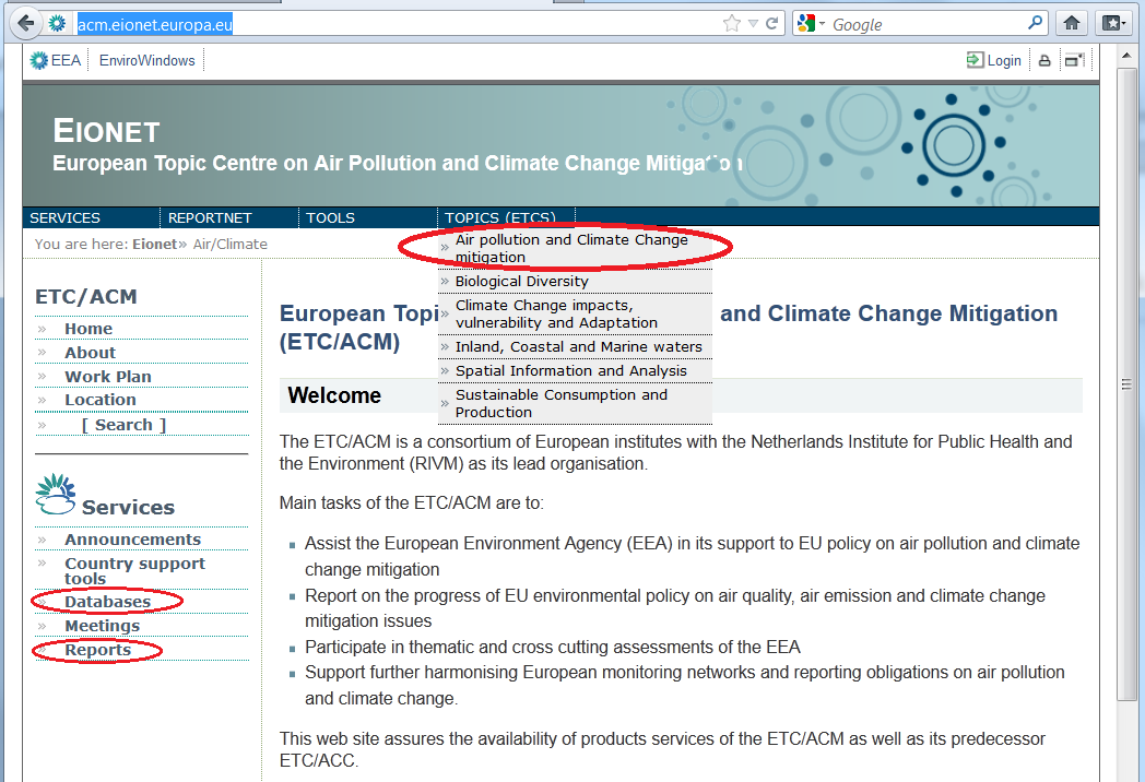 Eionet European Environment Information and Observation