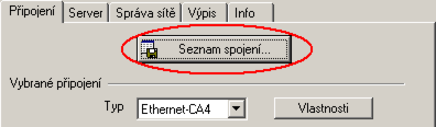 požadované parametry tlačítkem Vlastnosti. Vlastnosti spojení Parametrem spojení je Název serveru Simulátoru jde o textový řetězec, kterým se simulovaná síť automatů hlásí do systému Windows.