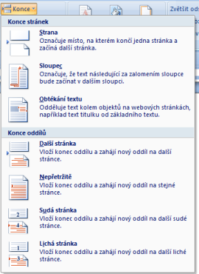 3.17. Záhlaví a zápatí Záhlaví představuje oblast nad hlavním textem (případně jiným obsahem dokumentu), zápatí naopak představuje oblast pod textem (u spodního okraje stránky).