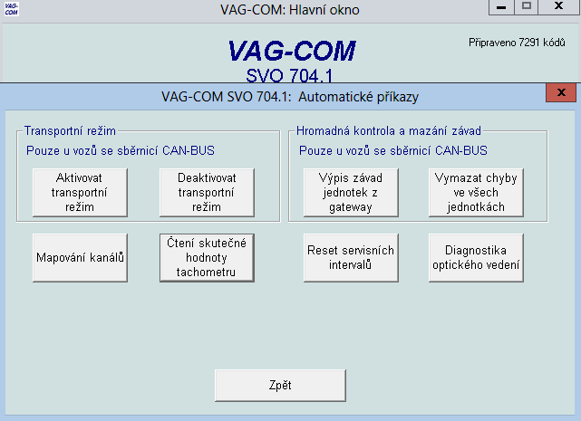 Obr. 20 Automatické příkazy VAG-COM dále umožňuje reset servisních intervalů. Pomocí této funkce je také možné nastavit servisní interval na požadovanou hodnotu.