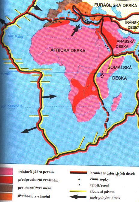 litosférické desce Mezi nimi Východoafrická riftová zóna se