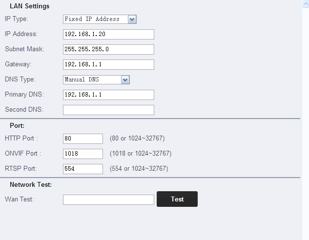 2.3.3 basic settings Nastavení síťových parametrů.