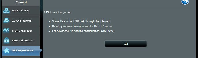 3.5 Použití aplikace USB Funkce USB Extension (Rozšíření USB) nabízí podnabídky AiDisk, Servers Center (Centrum serverů), Network Printer Server (Server síťové tiskárny) a Download Master (Správce