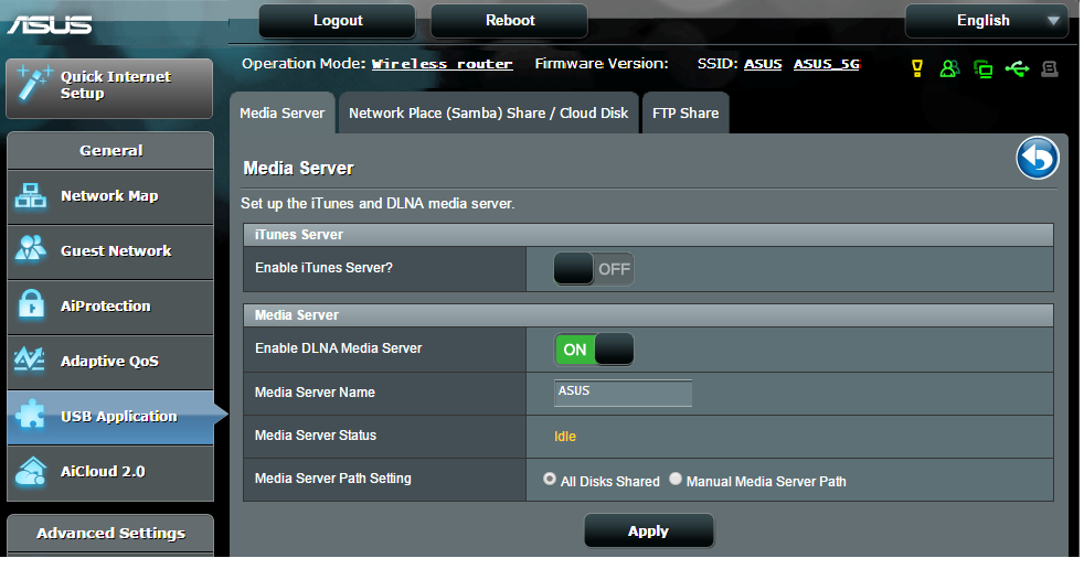 3.5.2 Používání aplikace Servers Center (Centrum serverů) Aplikace Servers Center (Centrum serverů) umožňuje sdílet mediální soubory z disku USB prostřednictvím adresáře serveru médií, služby sdílení